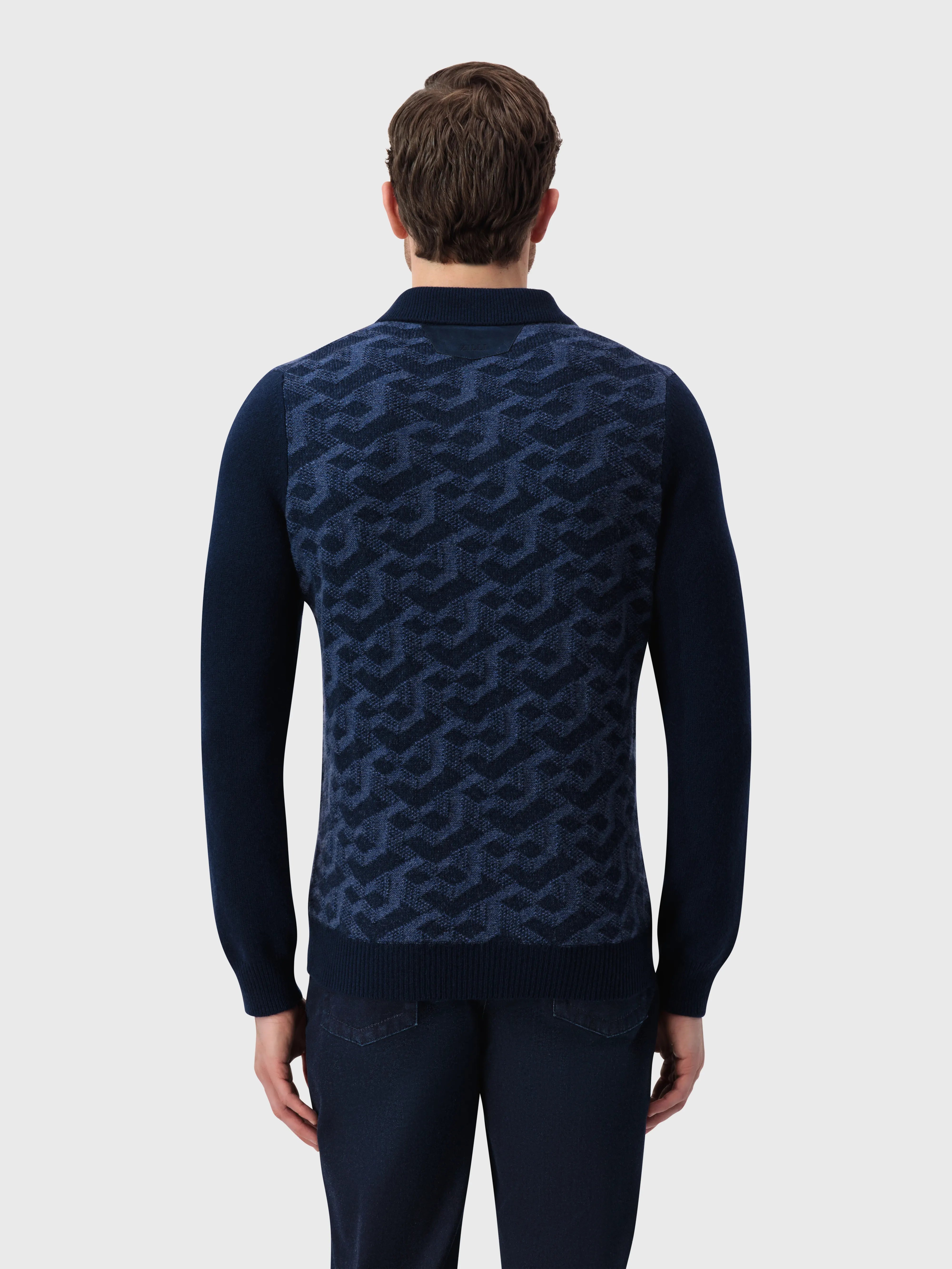 Графический свитер с полузакрытой молнией - Темно-темноморский