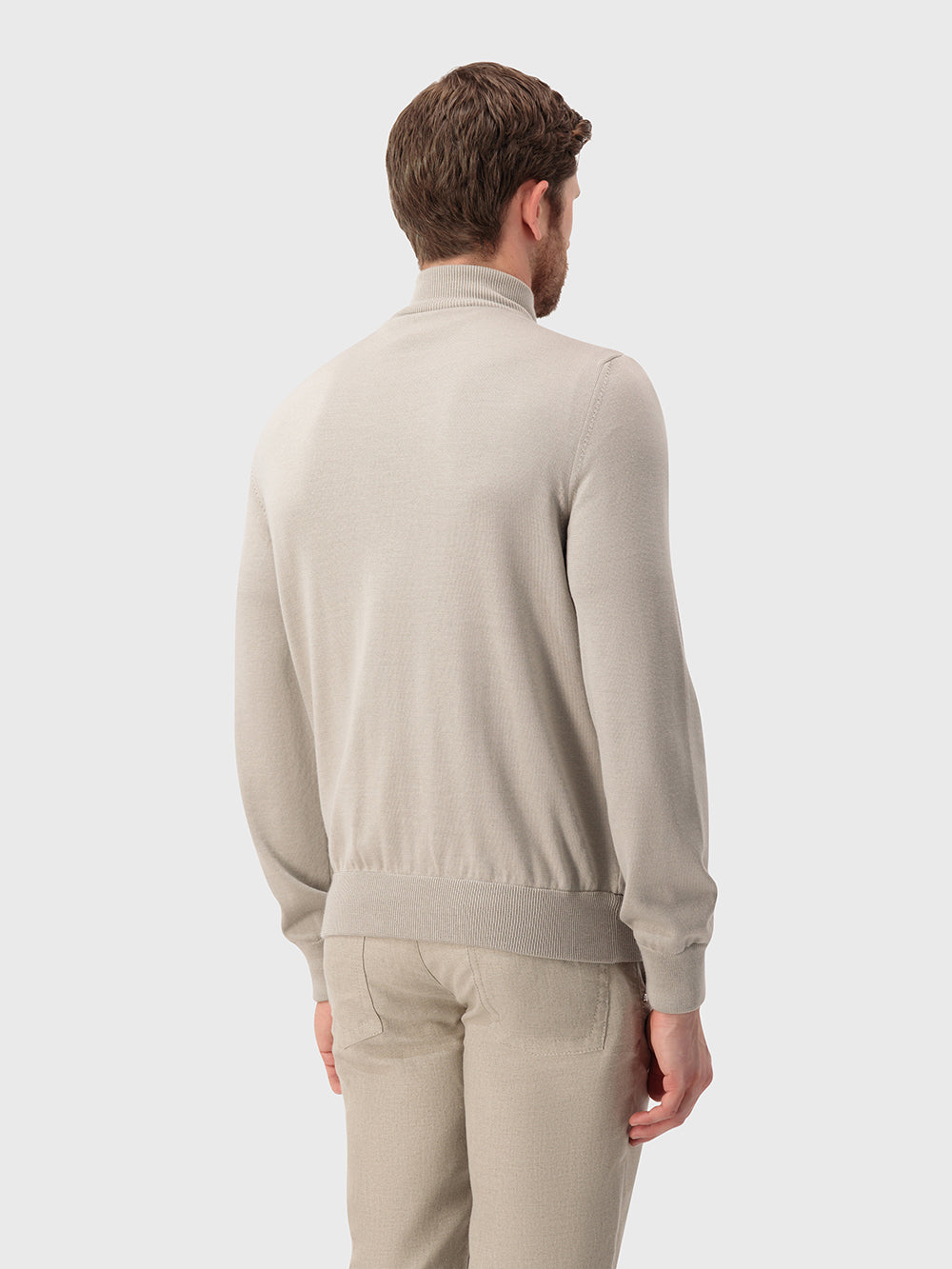 Кожаная трикотажная куртка-бомбер - Pale Fawn