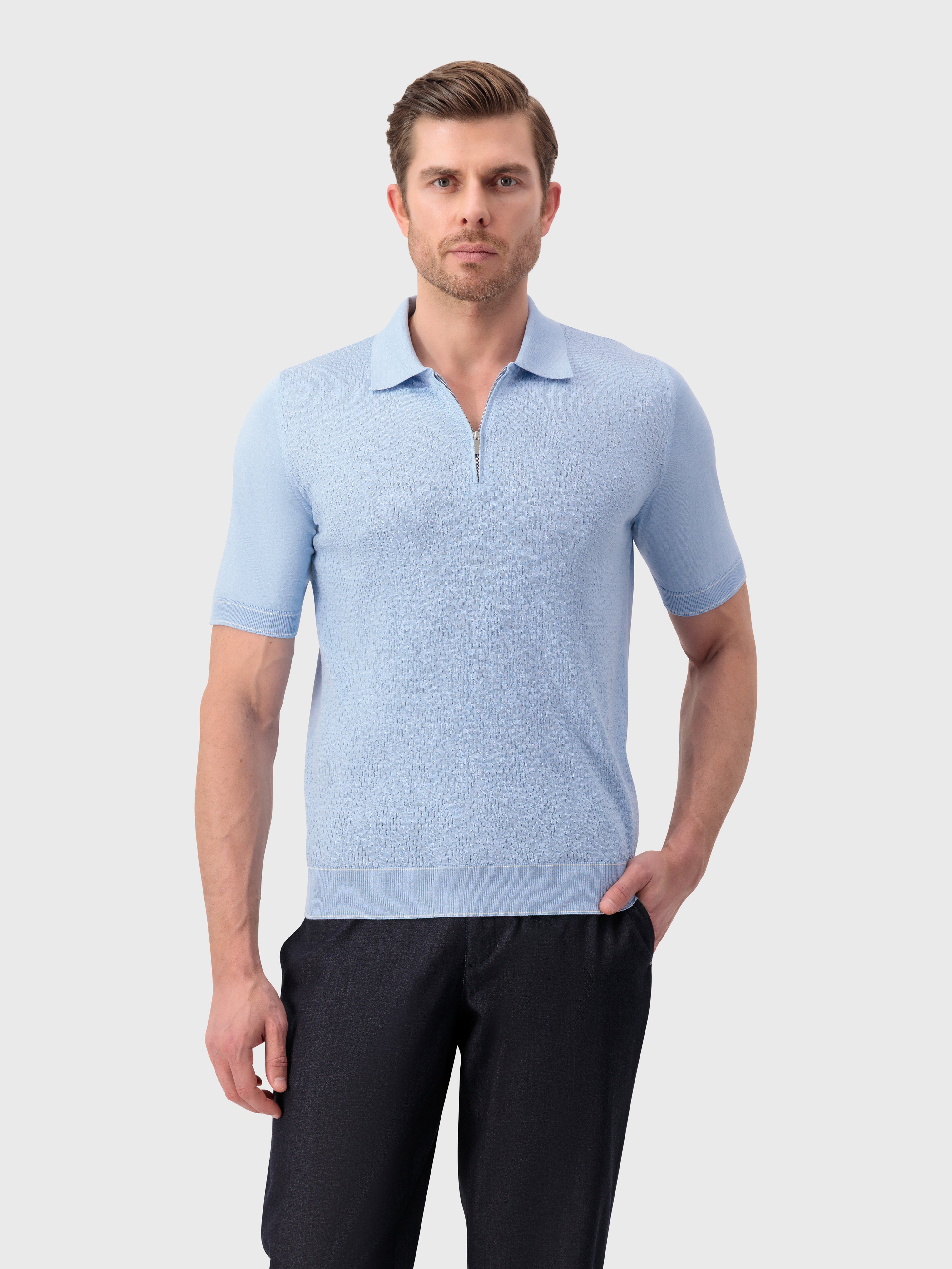 Трикотажное поло из шелка и хлопка "Shaded Argyle" - Оксфордский синий