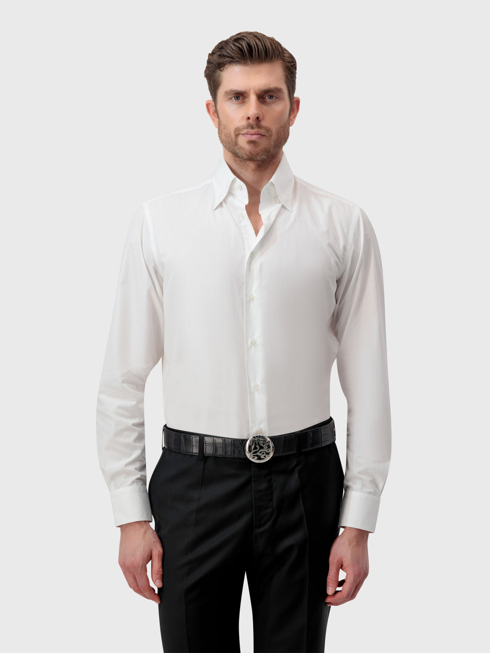 Формальная рубашка с тройным отложным воротником - Белый