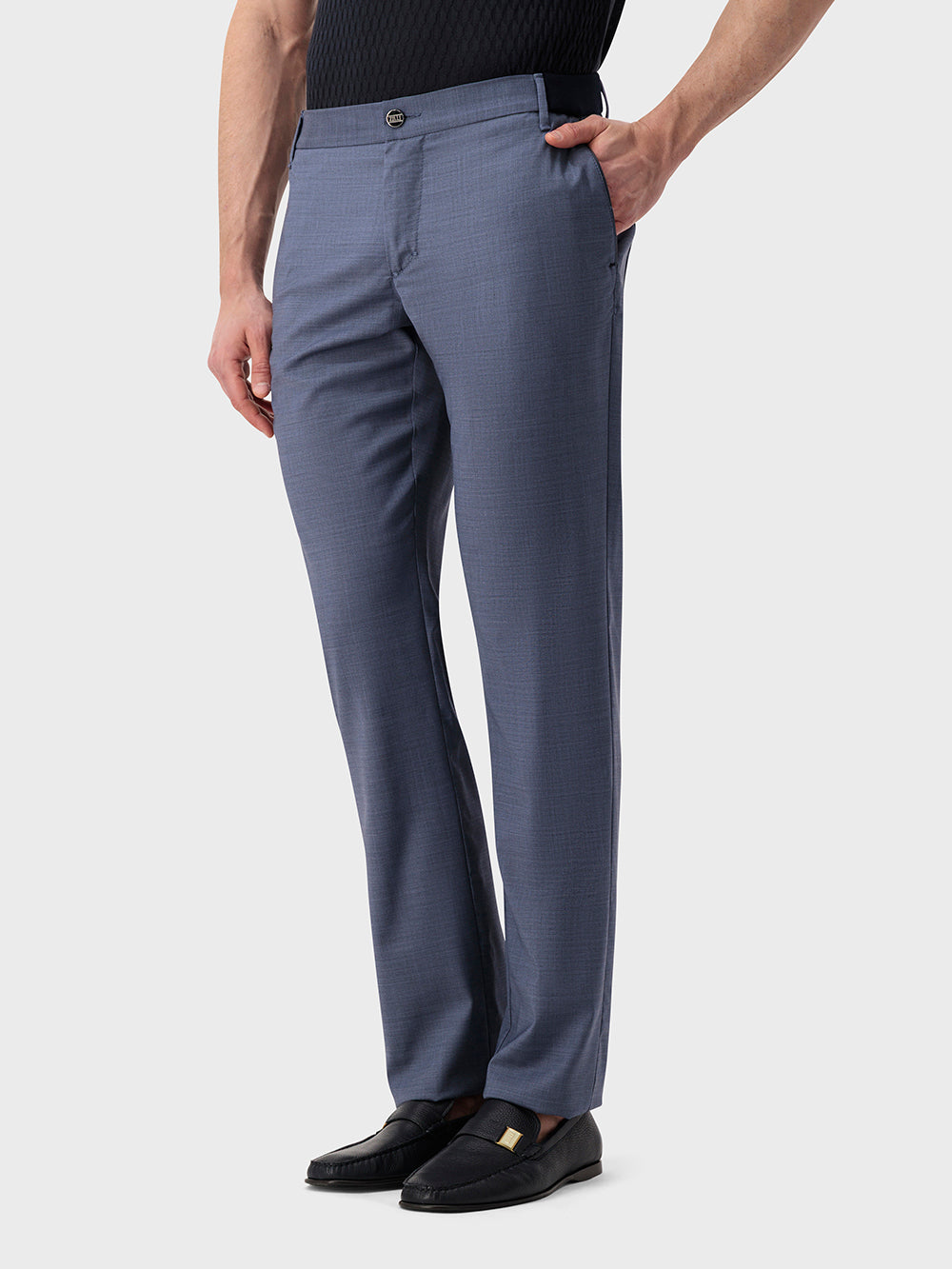 Облегающие брюки из виргинской шерсти - Синие джинсы