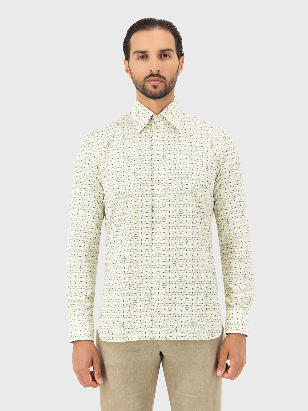 Хлопковая рубашка с длинным рукавом с принтом пейсли