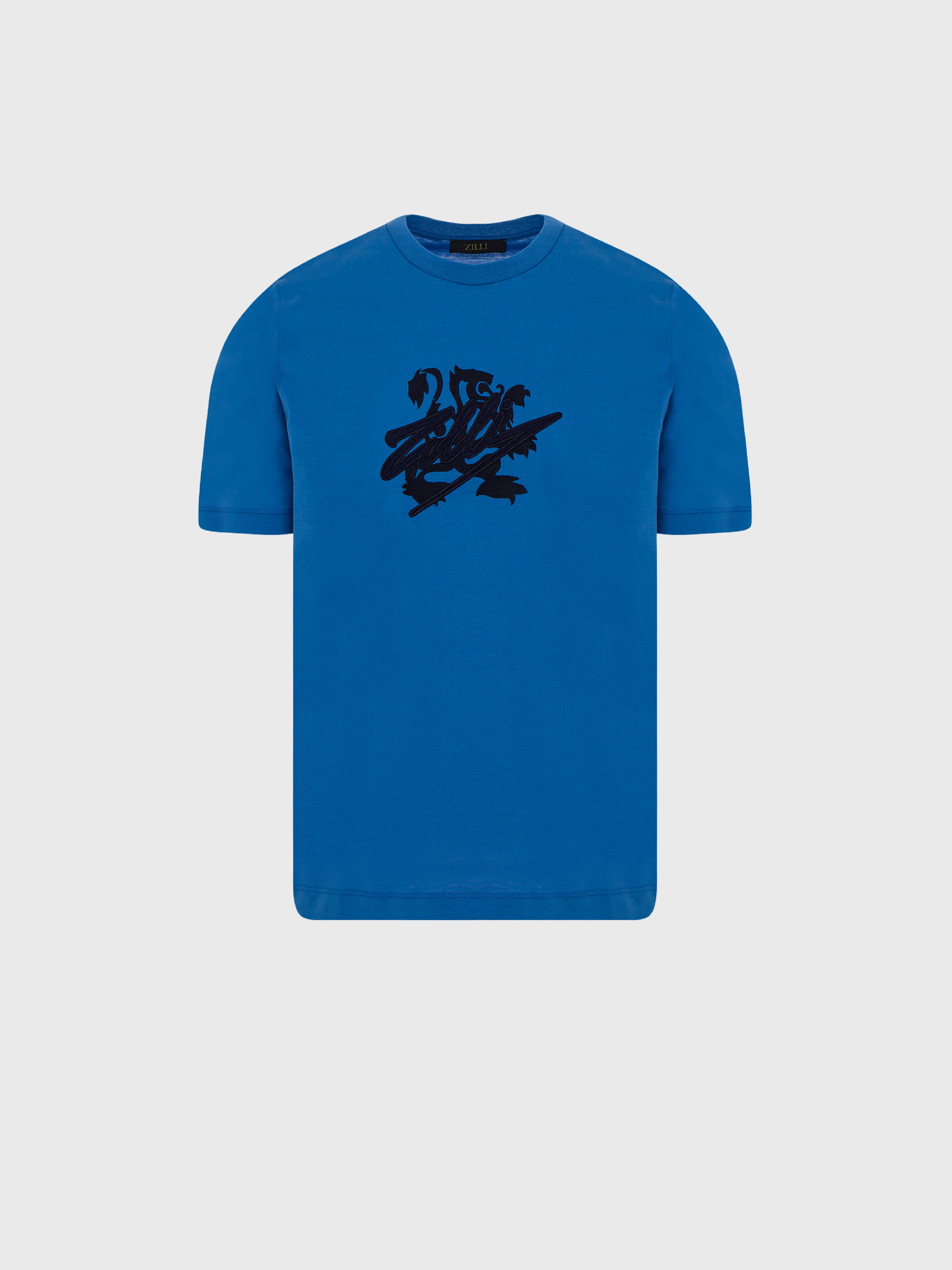 Хлопковая футболка с круглым вырезом и фирменной вышивкой