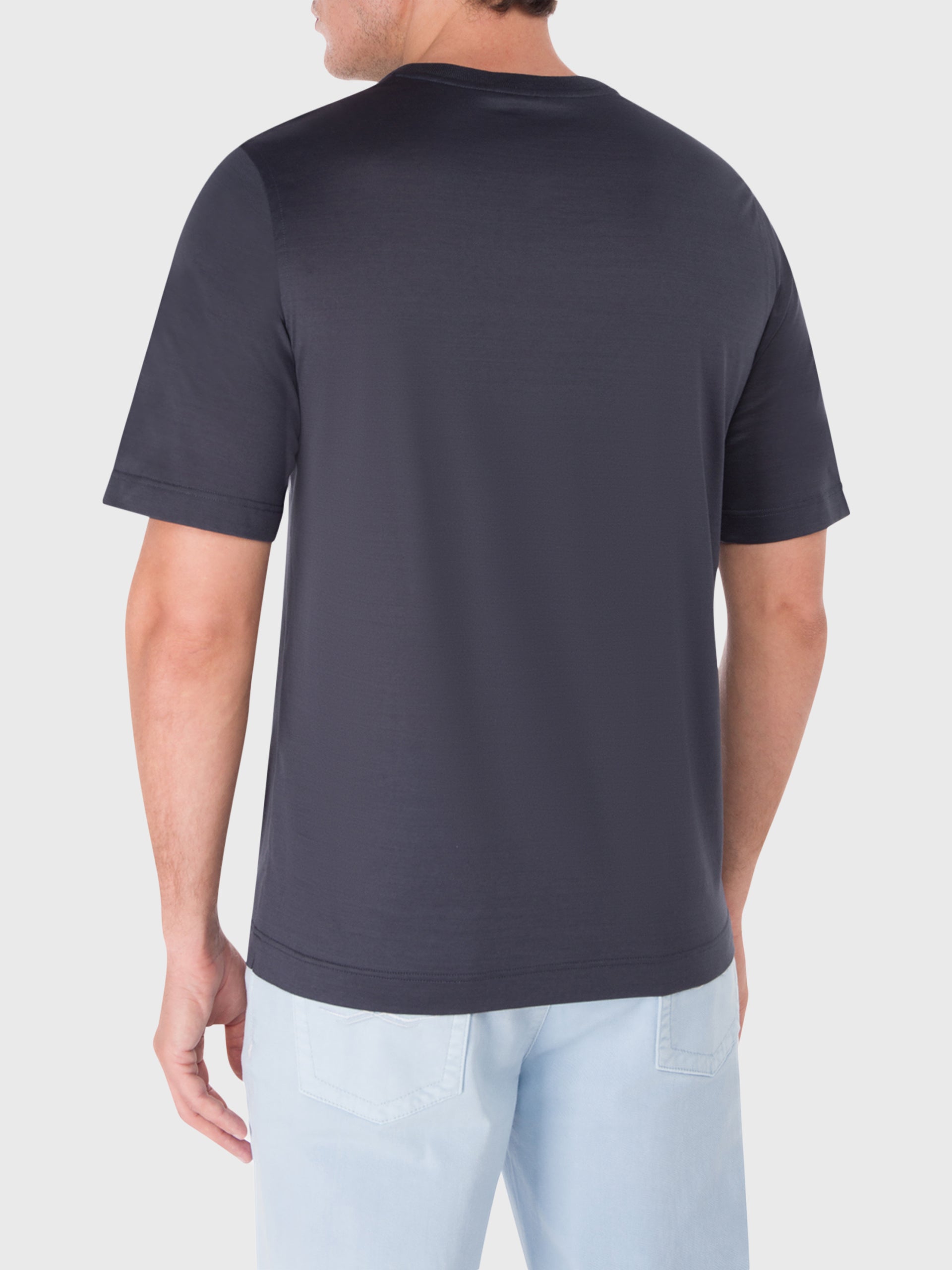 Хлопковая рубашка с круглым вырезом и надписью Zilli в микрорамке